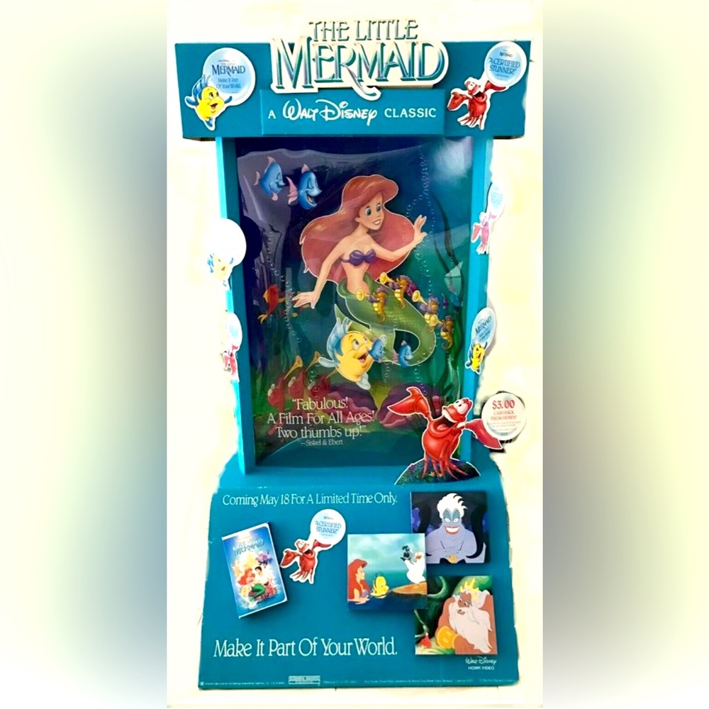 Vintage Disney “The Little Mermaid” 8ft Cardboard Cutout BLOCKBUSTER